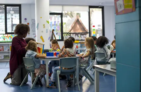 Group of students at daycare. Air Quality Health protection for daycares and pre-K